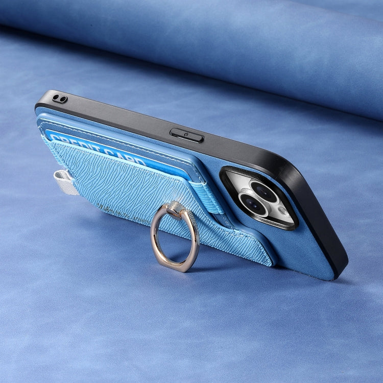 Funda para Teléfono Huawei Pura 70 Ultra con Tarjetero y Anillo de Cuero Retro Magsafe (Azul)