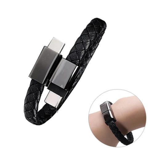 Cable de Datos Pulsera Creativa XJ-29 3A USB-C a Tipo-C 20 cm (Negro)