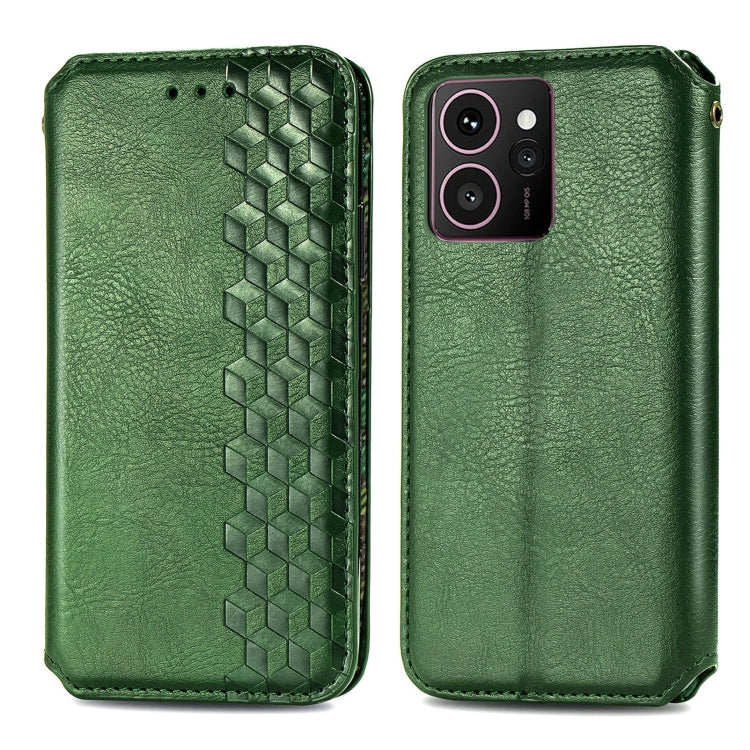 Funda de Cuero Magnética Prensada con Cuadrícula Cúbica para Teléfono HMD Skyline (Verde)