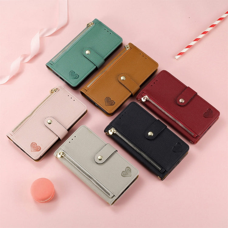 Funda de Cuero con Cordón y Cremallera Love para Oukitel C53 (Roja)