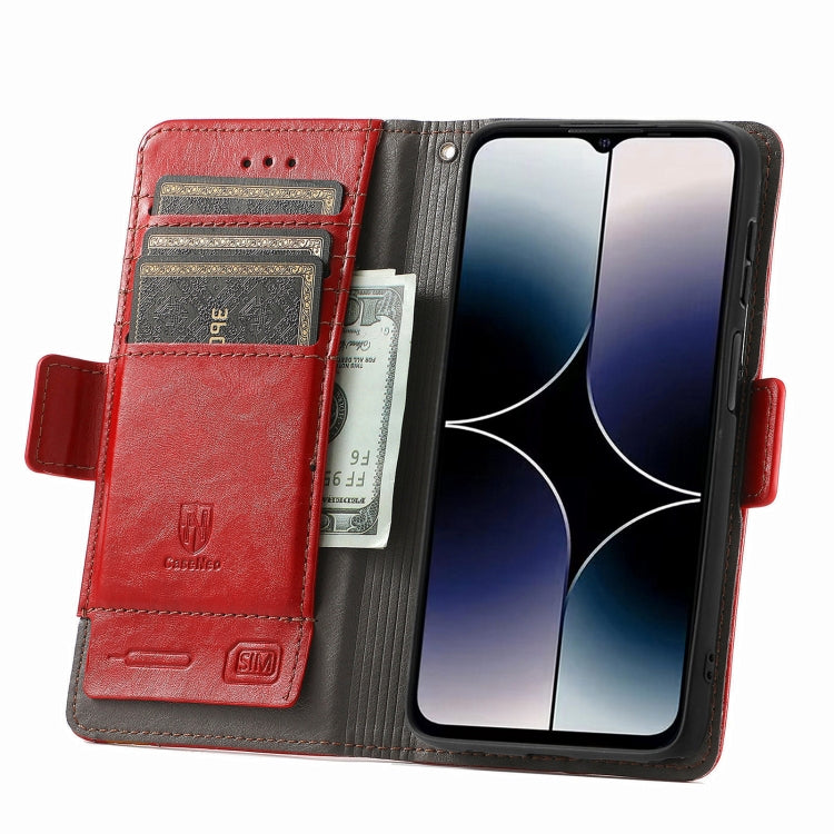Funda de Cuero con Hebilla Magnética Doble para Teléfono Oukitel C53 (Rojo)