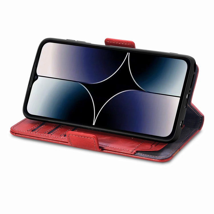 Funda de Cuero con Hebilla Magnética Doble para Teléfono Oukitel C53 (Rojo)
