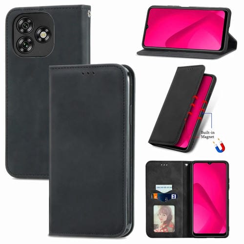 Funda de Cuero con Tapa Magnética para Oukitel C53 (Negra)