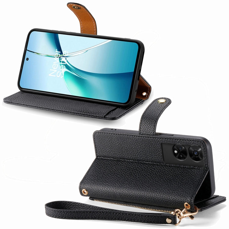 Funda de Cuero con Cordón y Cremallera Love para Teléfono TCL 50 5G (Negra)