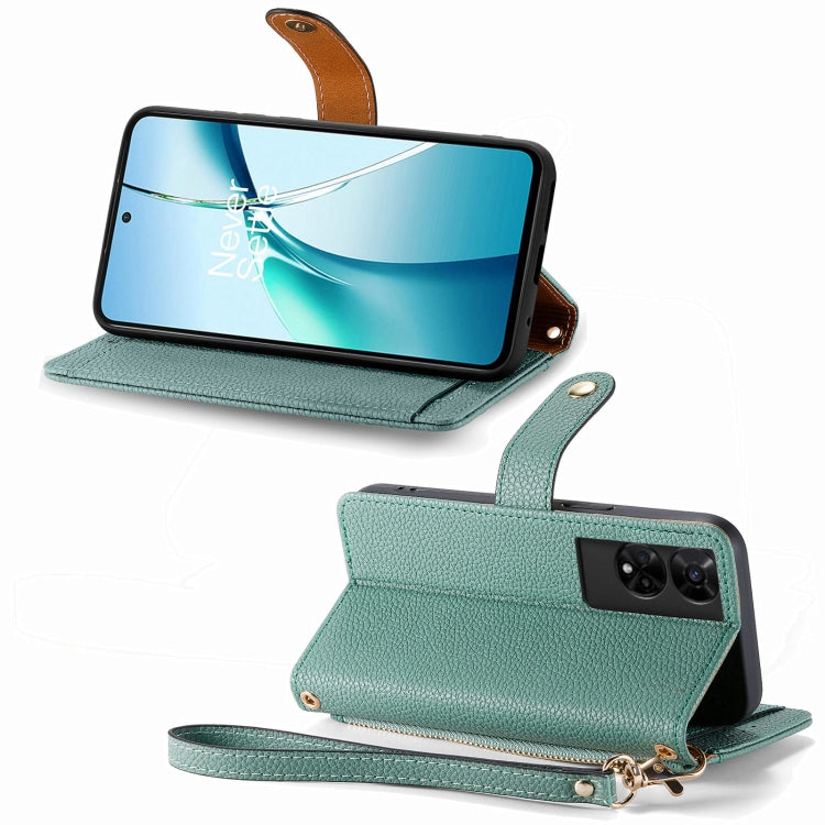 Funda de Cuero con Cordón y Cremallera Love para Teléfono TCL 50 5G (Verde)