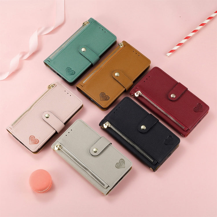 Funda de Cuero con Cordón y Cremallera Nxtpaper Love para TCL 50 Pro (Marrón)