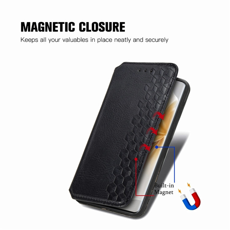 Funda de Cuero Magnética con Rejilla Cúbica para TCL 50 5G (Negra)