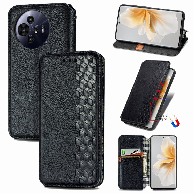 Funda de Cuero Magnética Nxtpaper para TCL 50 Pro con Diseño de Cuadrícula Cúbica (Negra)