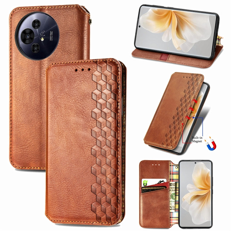 Funda de Cuero Magnética Prensada Nxtpaper para TCL 50 Pro (Marrón)