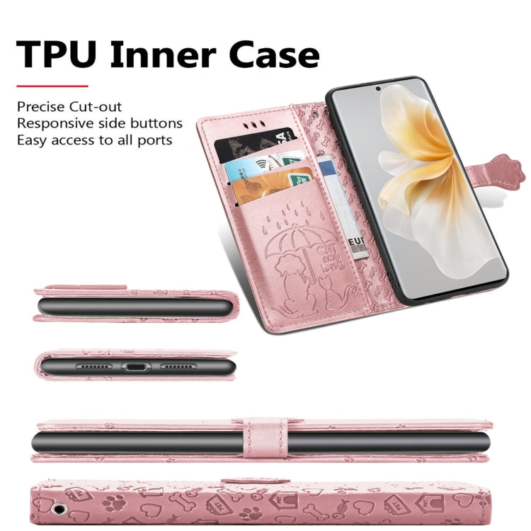 Funda de Cuero Nxtpaper con Relieve Gato y Perro para TCL 50 Pro (Dorada)