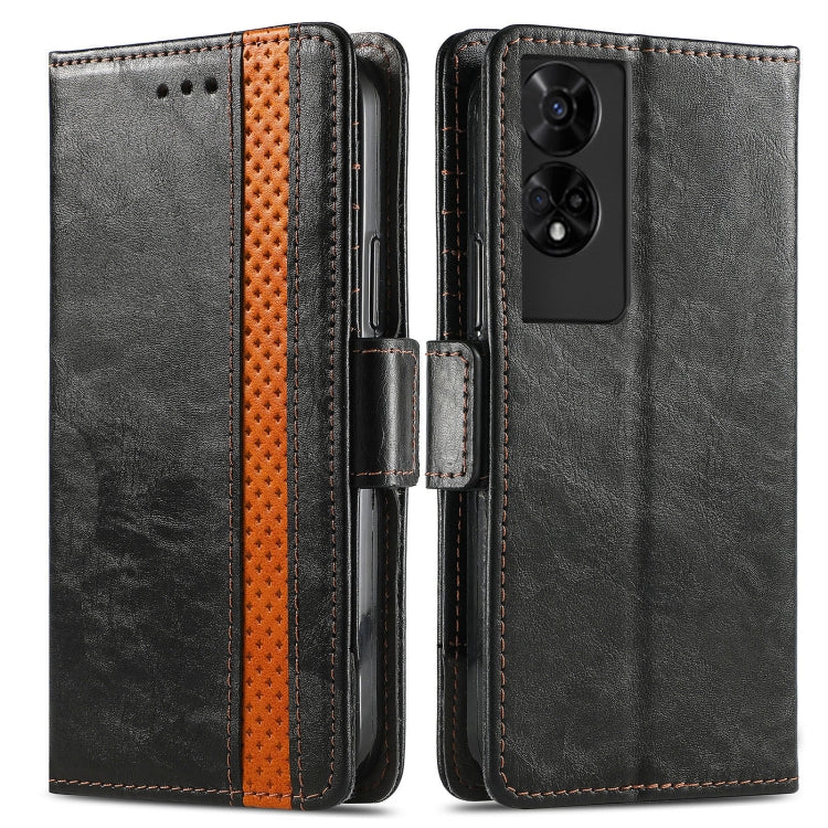Funda de Cuero Caseneo Splicing con Hebilla Magnética Doble para TCL 50 5G (Negra)