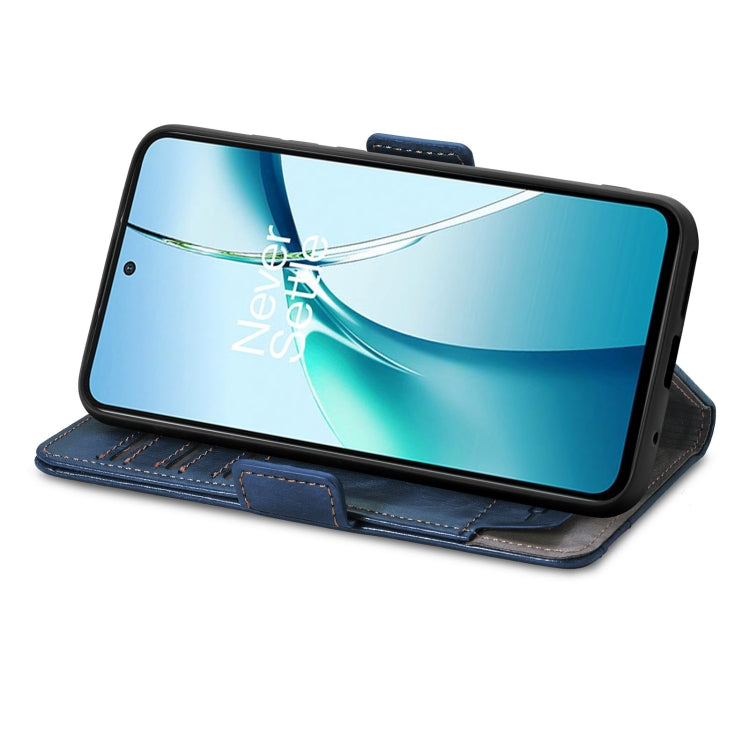 Funda de Cuero Caseneo Splicing para Teléfono TCL 50 5G con Hebilla Magnética Doble (Azul)