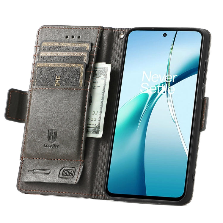 Funda de Cuero Caseneo Splicing con Hebilla Magnética Doble para TCL 50 5G (Gris)