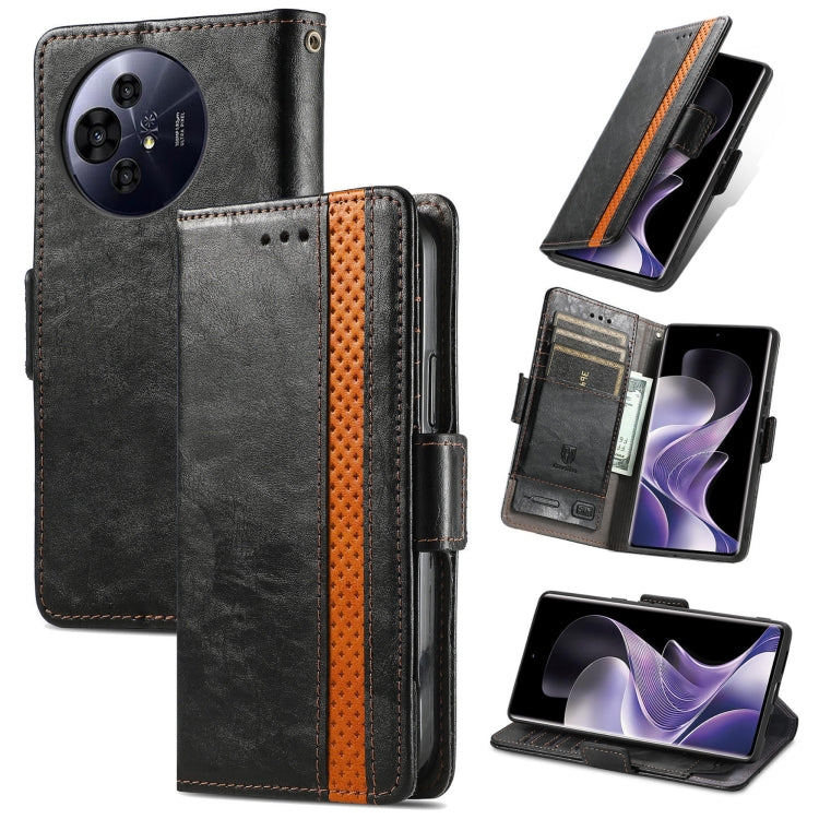 Funda de Cuero con Hebilla Magnética Doble para TCL 50 Pro Nxtpaper (Negro)