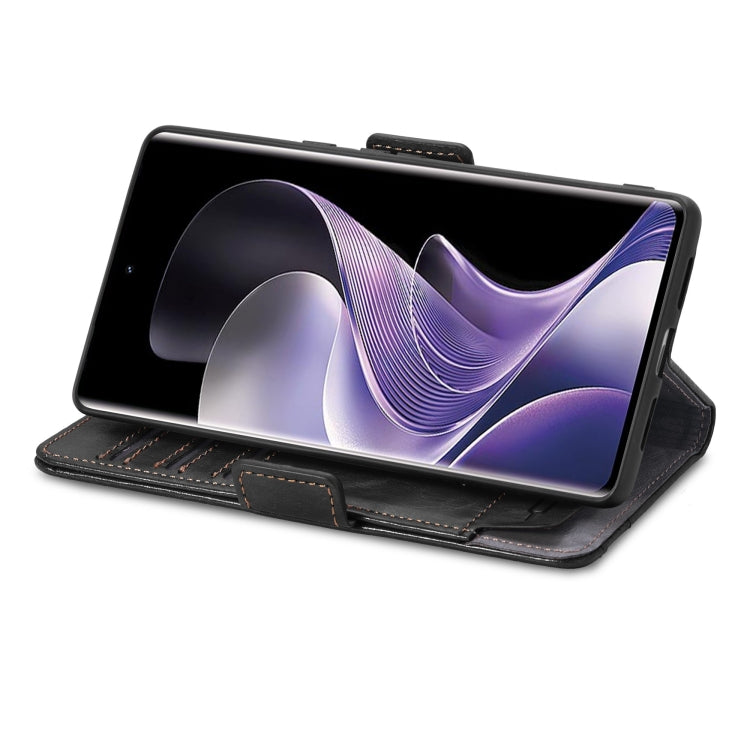 Funda de Cuero con Hebilla Magnética Doble para TCL 50 Pro Nxtpaper (Negro)