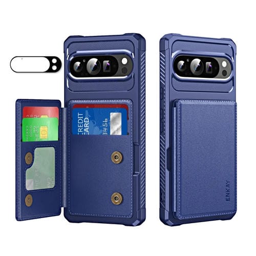 Funda Tipo Billetera Enkay Hat-Prince para Google Pixel 9/9 Pro con Ranura y TPU (Azul Oscuro)