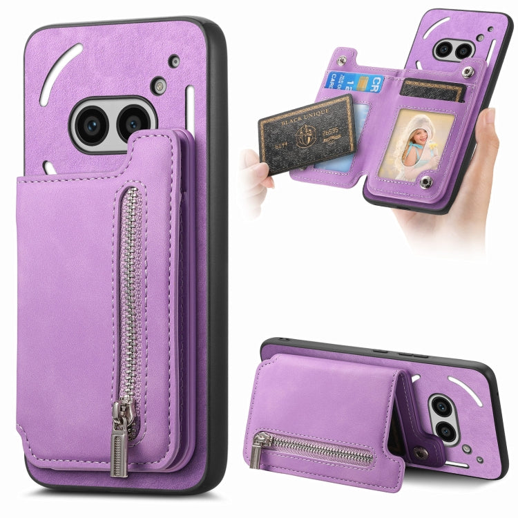 Estuche para Teléfono For Nothing cmf Phone 1 con Cremallera y Tarjetero (Morado)