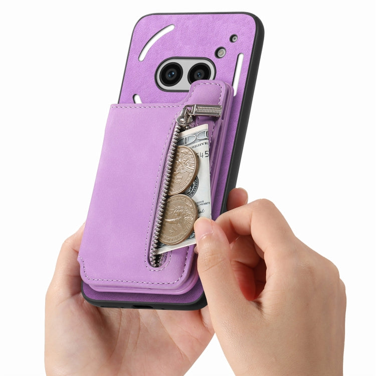 Estuche para Teléfono For Nothing cmf Phone 1 con Cremallera y Tarjetero (Morado)