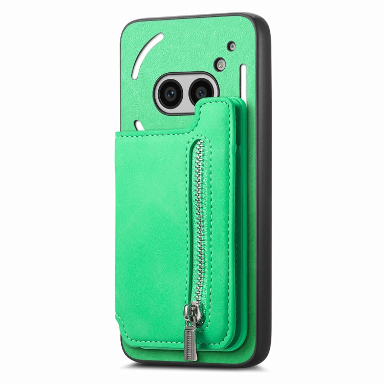Funda para Teléfono cmf Phone 1 con Cremallera Magsafe, Tarjetero y Monedero (Verde)