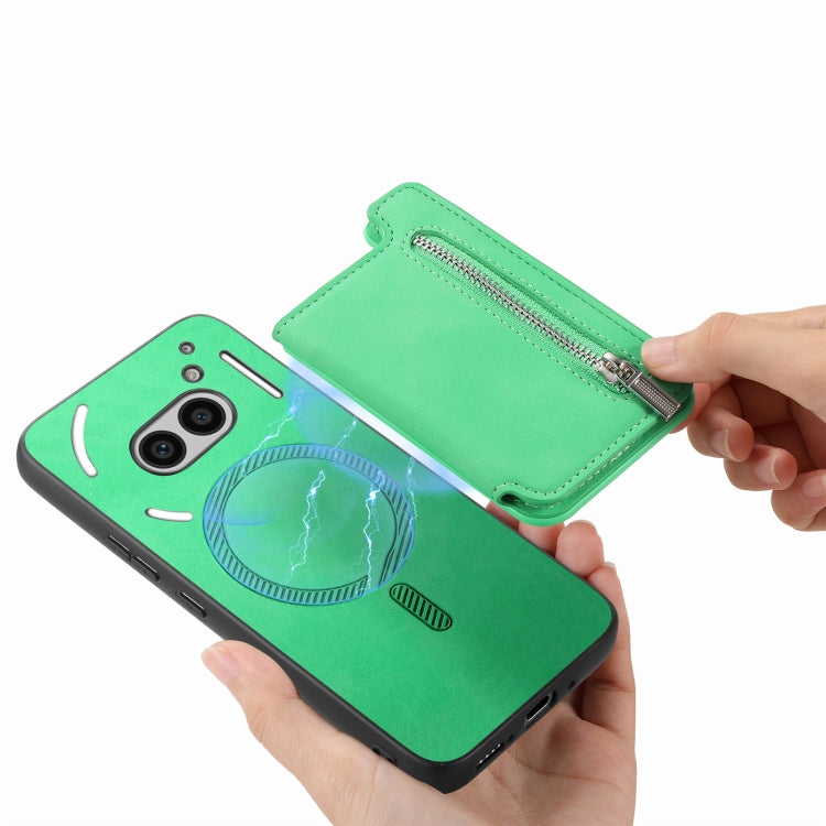 Funda para Teléfono cmf Phone 1 con Cremallera Magsafe, Tarjetero y Monedero (Verde)