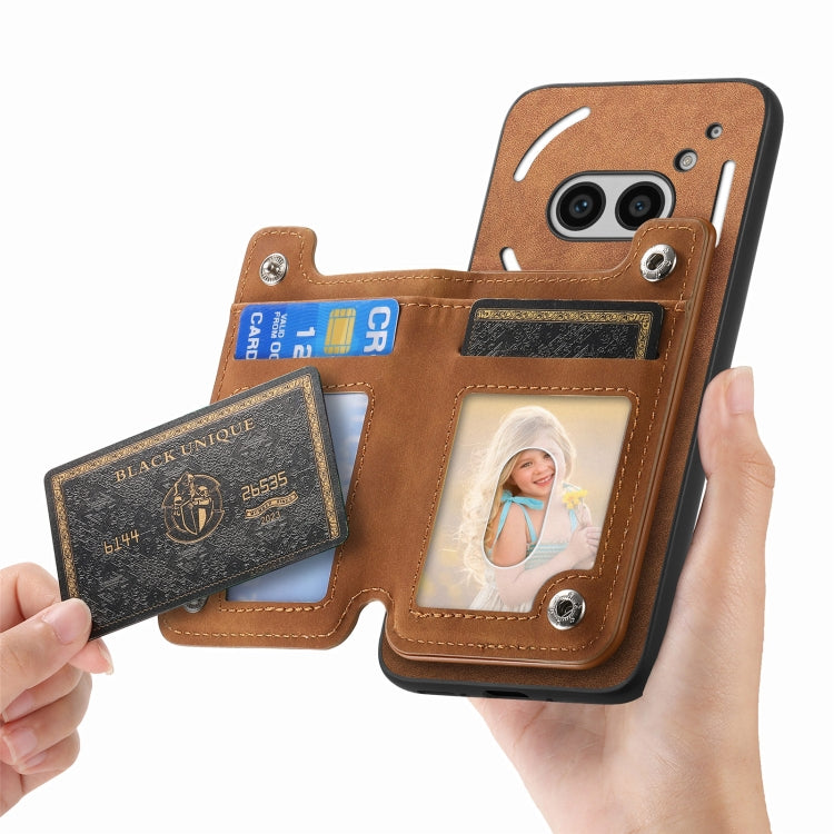 Estuche para Teléfono con Cremallera y Tarjetero Retro For Nothing cmf Phone 1 (Marrón)