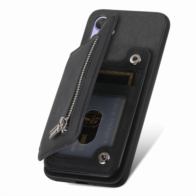 Funda para Teléfono cmf Phone 1 con Cremallera Magsafe, Tarjetero y Billetera (Negra)