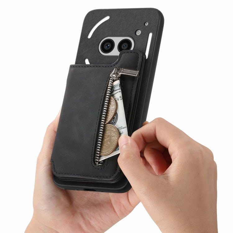 Funda para Teléfono cmf Phone 1 con Cremallera Magsafe, Tarjetero y Billetera (Negra)