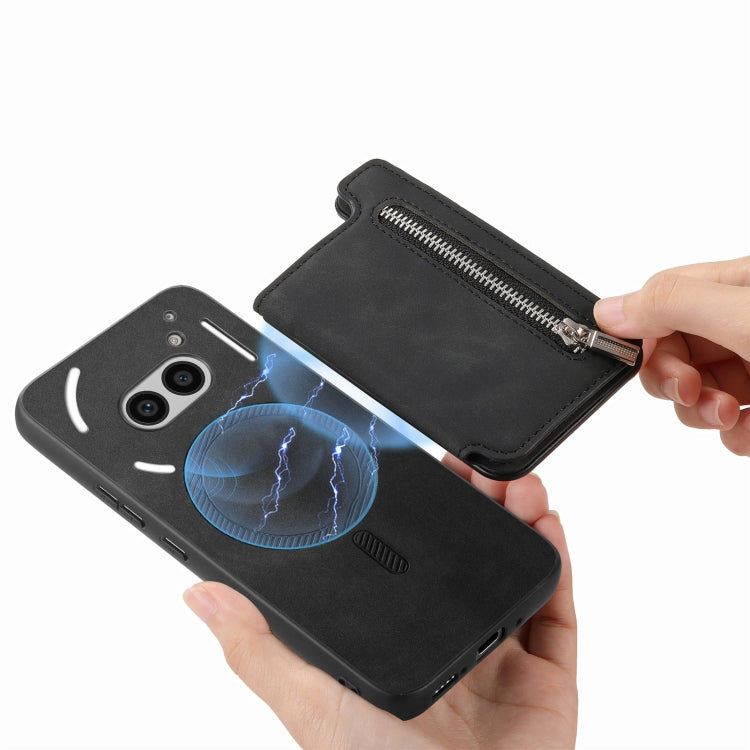 Funda para Teléfono cmf Phone 1 con Cremallera Magsafe, Tarjetero y Billetera (Negra)
