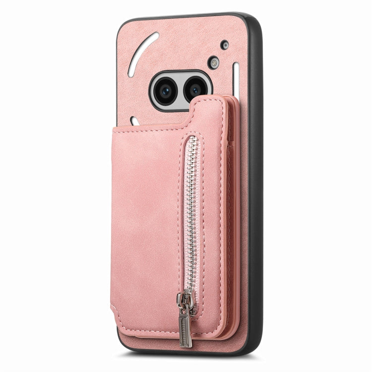 Estuche para Teléfono Nothing Phone 2A con Cremallera y Tarjetero (Rosa)