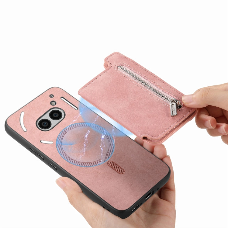Estuche para Teléfono Nothing Phone 2A con Cremallera y Tarjetero (Rosa)