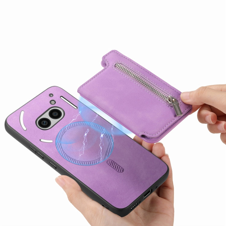 Estuche para Teléfono Nothing Phone 2A con Cremallera y Tarjetero (Morado)