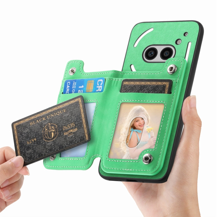 Estuche para teléfono Nothing Phone 2A con cremallera y tarjetero (Verde)