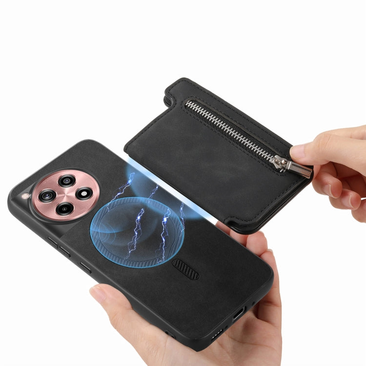 Funda para Teléfono OnePlus Ace 3 5G/12R 5G con Cremallera Magsafe Retro (Negra)