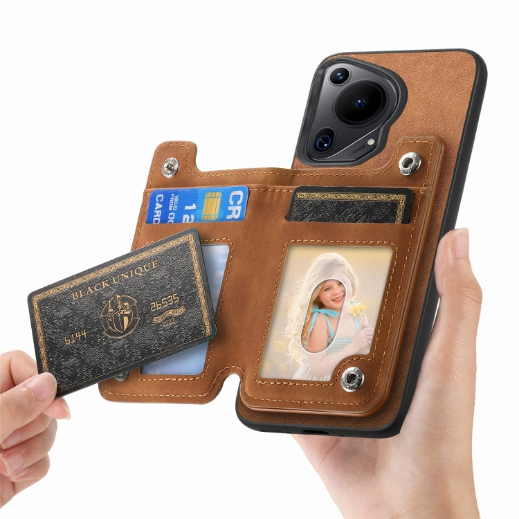 Funda para Teléfono Huawei Pura 70 Pro con Cremallera Magsafe, Tarjetero, Cartera (Marrón)