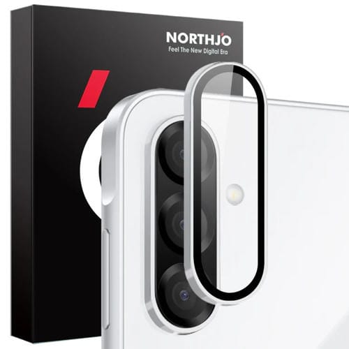 Protector de Lente de Cámara para Samsung Galaxy A56 5G Northjo Anillo de Metal Película de Vidrio Templado (Plata)