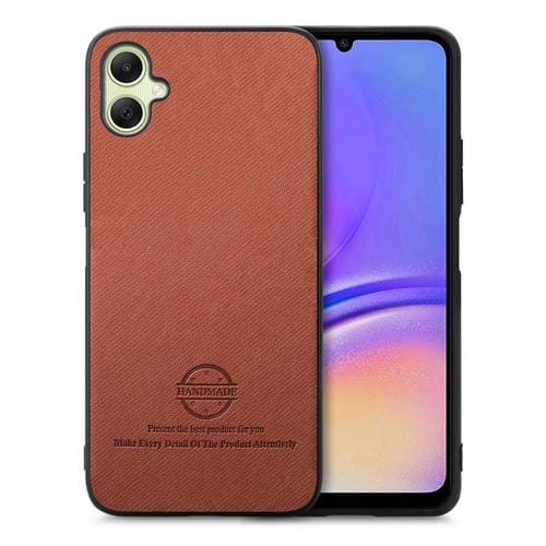 Funda para Teléfono Samsung Galaxy A06 Parte Trasera Piel y Tejido de Sarga (Marrón)