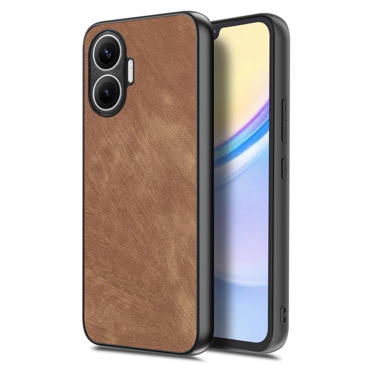 Funda trasera de cuero vintage para Redmi Turbo 4 Pro (marrón)