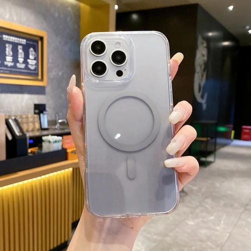Funda para Teléfono Magsafe PC Transparente con Degradado para iPhone 15 Pro Max (Gris Degradado)