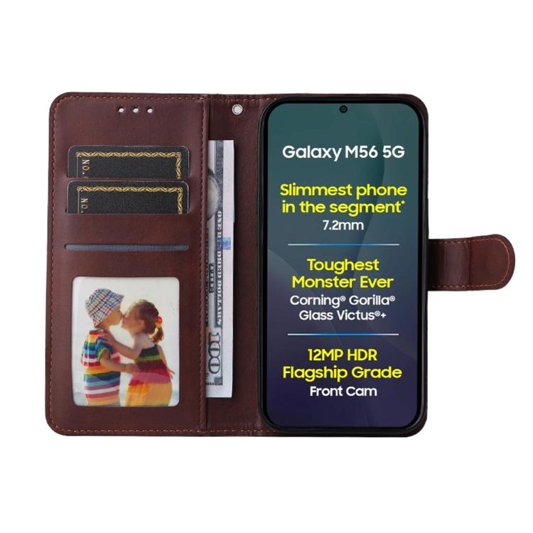 ENKAY - Funda de piel con textura de becerro y protector de pantalla para Samsung Galaxy M56 (negro)