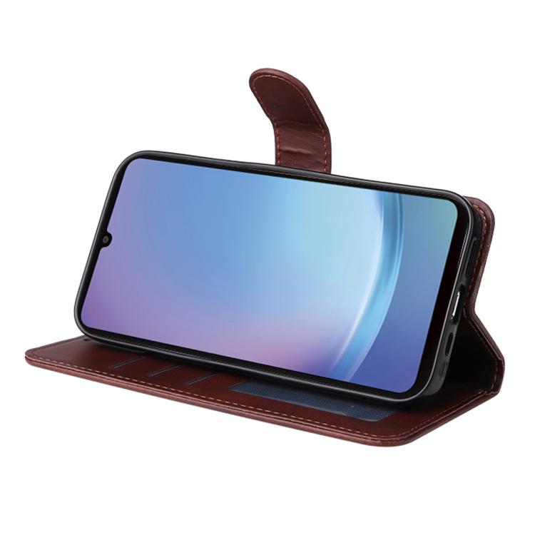 ENKAY - Funda de piel con textura de becerro y protector de pantalla para Samsung Galaxy A07 (azul)