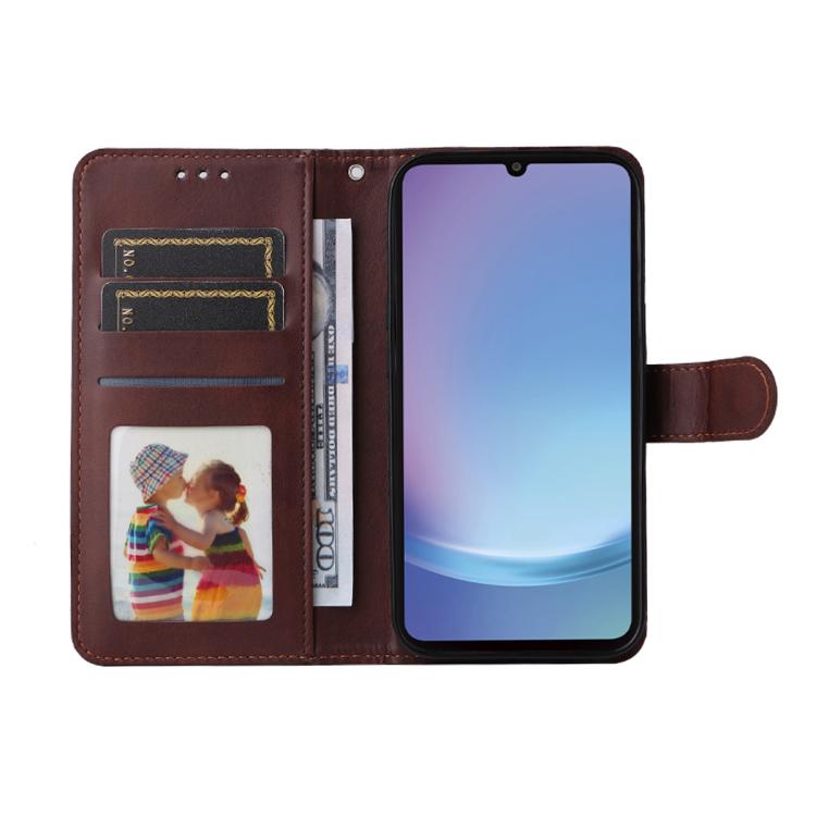 ENKAY - Funda de piel con textura de becerro y protector de pantalla para Samsung Galaxy A07 (marrón)