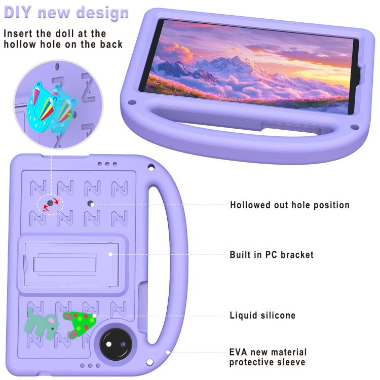 Funda a Prueba de Golpes Eva con Dibujos de Gorriones para Xiaomi Pad 7 (Morado Taro)