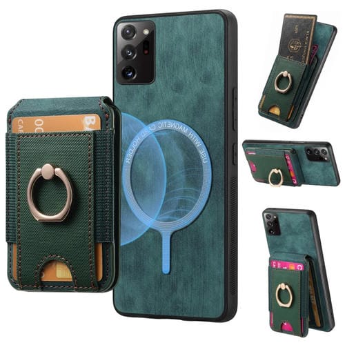 Funda para Samsung Galaxy Note20 Ultra Retro Splitable Soporte Magnético Cartera de Cuero (Verde)