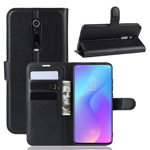 Litchi Texture Horizontal Flip Funda de Cuero para Xiaomi Redmi K20 / K20 Pro / Mi 9T / Mi 9T Pro, con Carreteras y Soporte y Ranuras para Tarjetas (Negro)