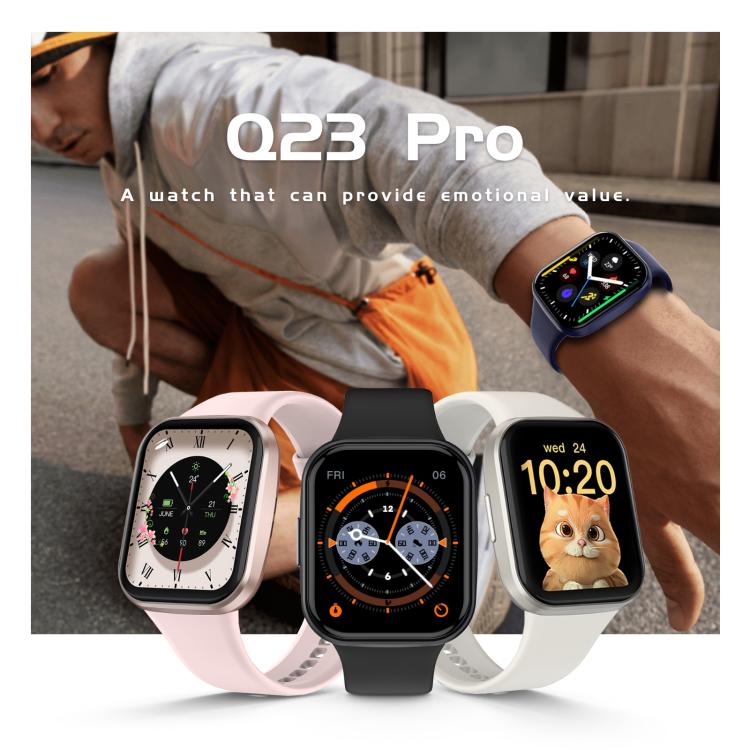 Reloj Inteligente Q23 Pro con Pantalla a Color 1,83 Pulgadas, Resistente al Agua IP68, Llamadas Bluetooth (Rojo Vino)