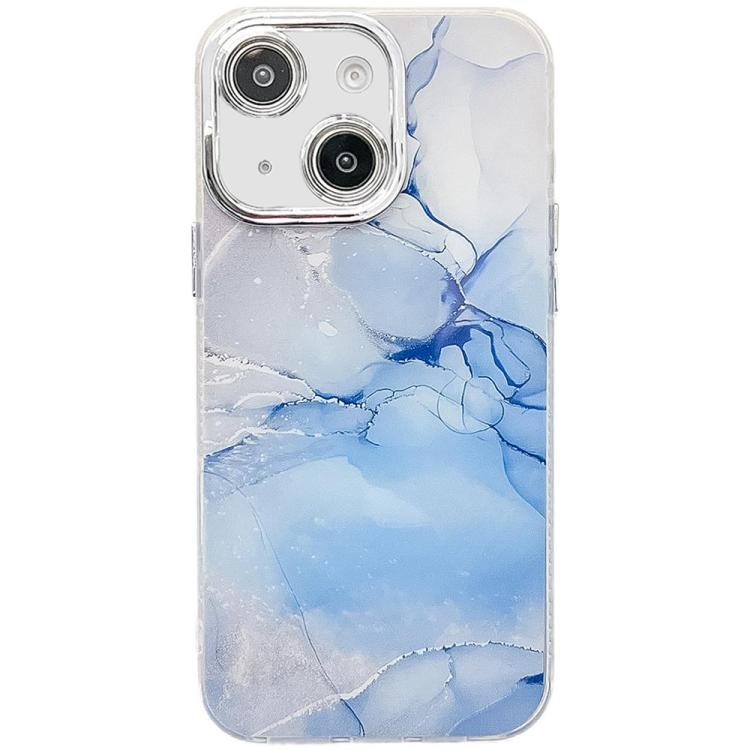 Funda para Teléfono iPhone 14 Textura Mármol Galvanizado (Azul)