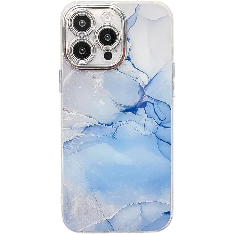 Funda para Teléfono iPhone 16 Pro Max Textura Mármol Galvanizado (Azul M11)