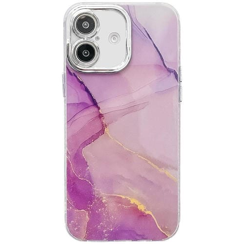 Funda para Teléfono iPhone 16 Textura Mármol Galvanizado (Dorado, Morado, Rojo)