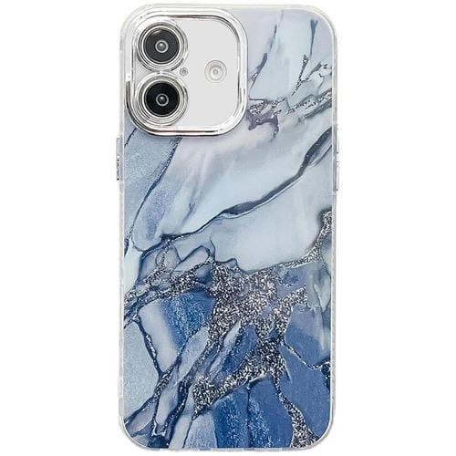 Funda para Teléfono iPhone 16 Textura Mármol Galvanizado (Azul Marino)