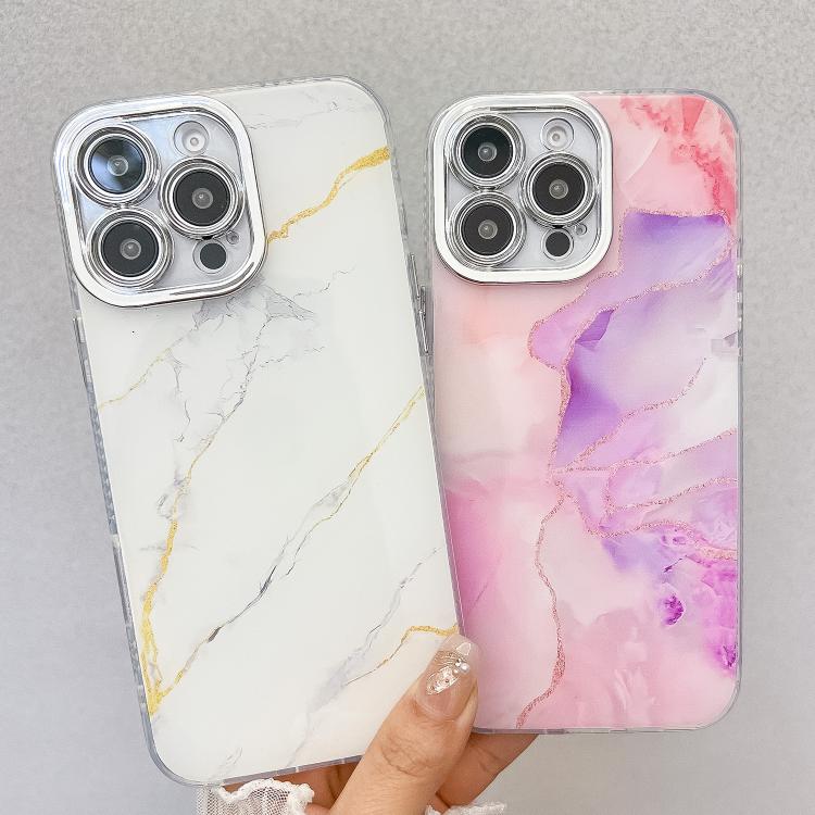 Funda para Teléfono iPhone 14 Textura Mármol Galvanizado (Azul)